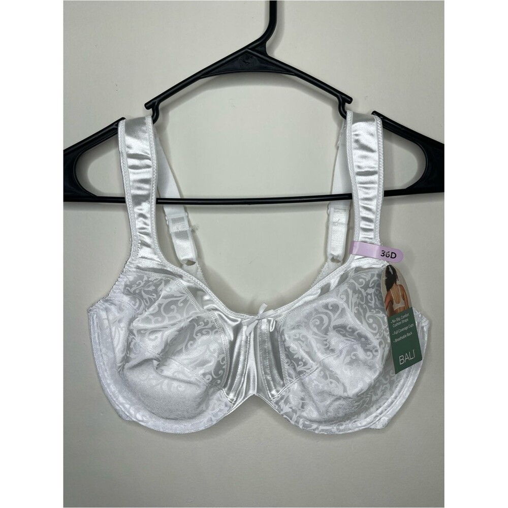 Bali Minimizer Satin Tracings Comfort Strap Underwire Bra 3562 36D White